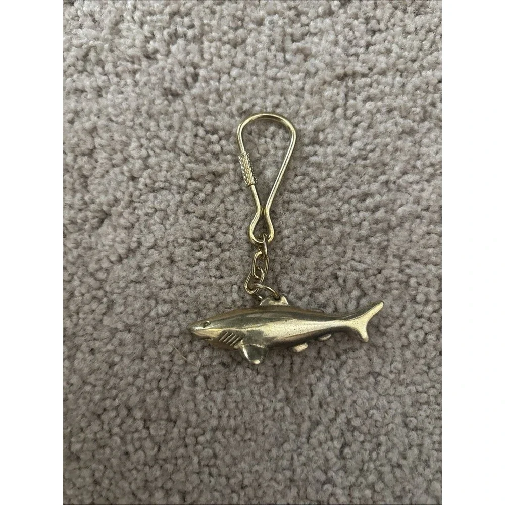 Brass Shark Keychain, Fish Key Chain